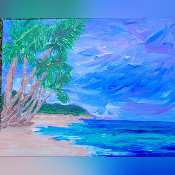 Hand Crafted Other - "Island State Of Mind" Original Artwork, Acyrilic On Canvas 16in X 20in